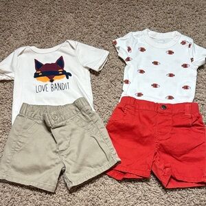 Cute Baby Outfit Set with Graphic onesies and Shorts